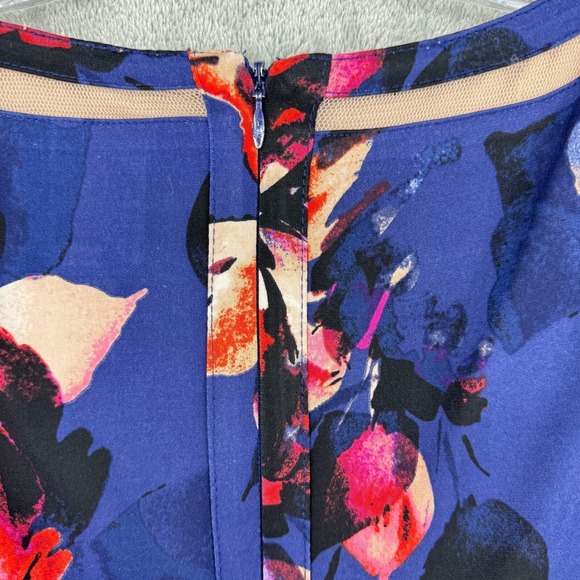 Adrianna Papell Dress 2 Floral Event Career Classic Stretch Lined Zip Blue Pink - Picture 8 of 15
